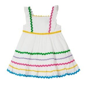 NWT Rare Editions Dot Ruffled Zigzag Trim Dress